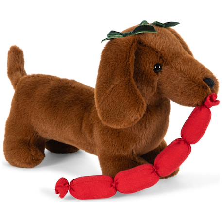 Peluche chien saucisse chorizo et son panier Marron, rouge, écru 2 - vertbaudet enfant 
