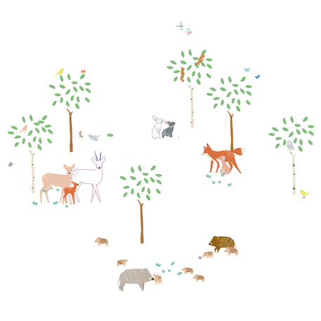 Stickers balade en forêt (70 x 70 cm) Vert, marron 1 - vertbaudet enfant 