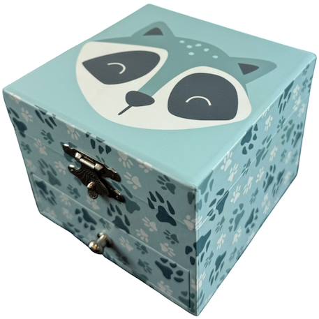 Boîte à bijoux musicale cube raton laveur Bleu, écru, noir 1 - vertbaudet enfant 