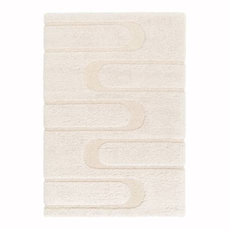Tapis doux et épais en polyester recyclé effet relief calligramme Beige sable+Blanc pur 6 - vertbaudet enfant 