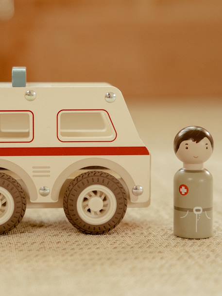 Ambulance en bois blanc 1 - vertbaudet enfant 
