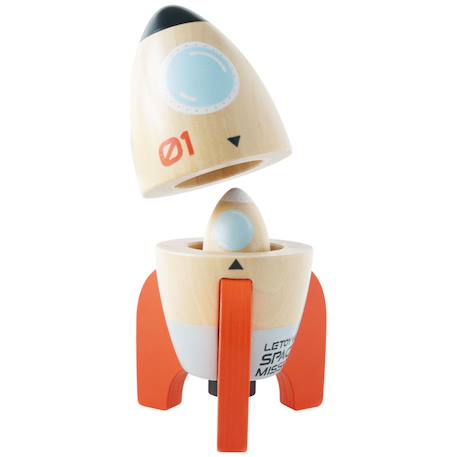 Fusées magnétiques en bois fsc Beige, orange, bleu 4 - vertbaudet enfant 