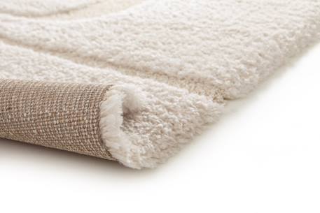 Tapis doux et épais en polyester recyclé effet relief calligramme Beige sable+Blanc pur 9 - vertbaudet enfant 
