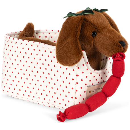 Peluche chien saucisse chorizo et son panier Marron, rouge, écru 1 - vertbaudet enfant 