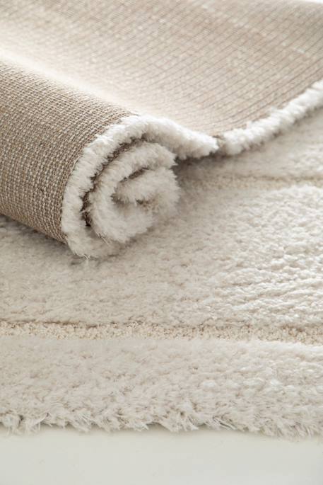 Tapis doux et épais en polyester recyclé effet relief calligramme Beige sable+Blanc pur 10 - vertbaudet enfant 