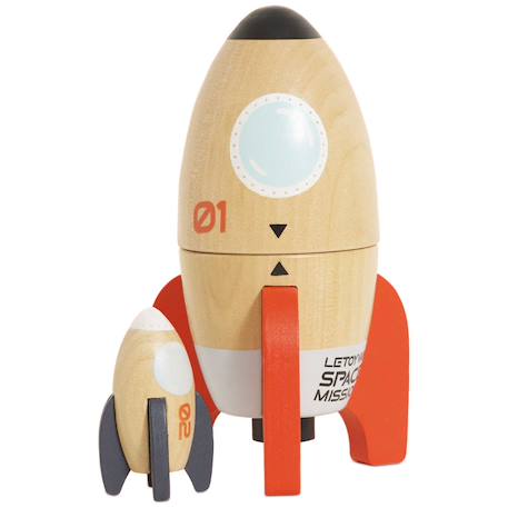 Fusées magnétiques en bois fsc Beige, orange, bleu 1 - vertbaudet enfant 