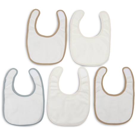 Lot de 5 bavoirs imperméables jollies Blanc, marron, bleu 3 - vertbaudet enfant 