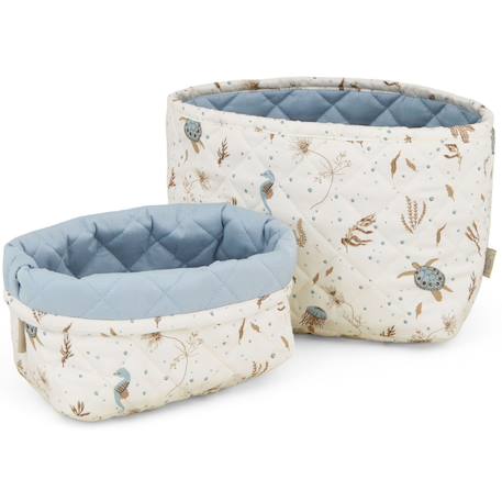 Lot de 2 paniers de rangement matelassés sea garden Bleu, marron, écru 1 - vertbaudet enfant 