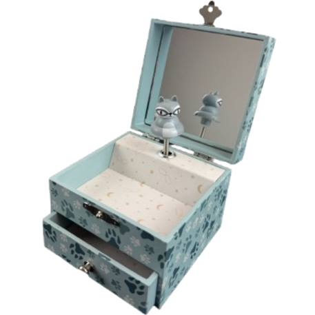 Boîte à bijoux musicale cube raton laveur Bleu, écru, noir 2 - vertbaudet enfant 