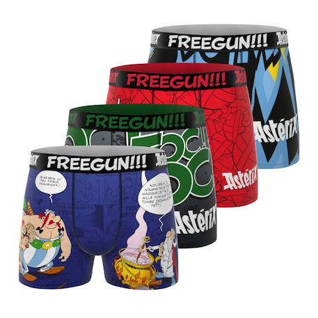 Lot de 4 boxers junior asterix Violet/rouge/gris foncé/vert/bleu/noir 1 - vertbaudet enfant 