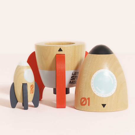 Fusées magnétiques en bois fsc Beige, orange, bleu 6 - vertbaudet enfant 
