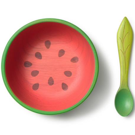 Set repas bébé bol et cuillère wally la pastèque Rouge, vert, noir 1 - vertbaudet enfant 