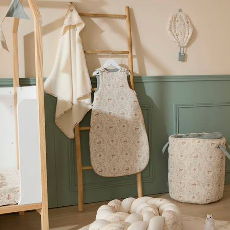 Maxi panier de rangement à anses jardin enchanté et vert de gris (40x45cm) Ivoire, vert de gris 2 - vertbaudet enfant 