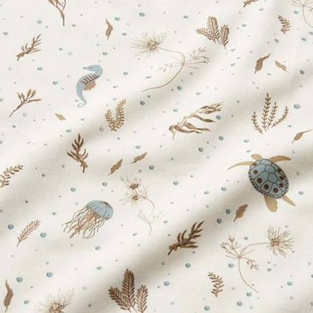 Drap-housse bébé en coton sea garden (70 x 140 cm) Bleu, marron, écru 2 - vertbaudet enfant 