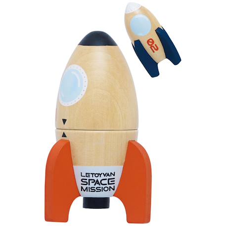 Fusées magnétiques en bois fsc Beige, orange, bleu 3 - vertbaudet enfant 
