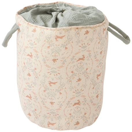 Maxi panier de rangement à anses jardin enchanté et vert de gris (40x45cm) Ivoire, vert de gris 1 - vertbaudet enfant 