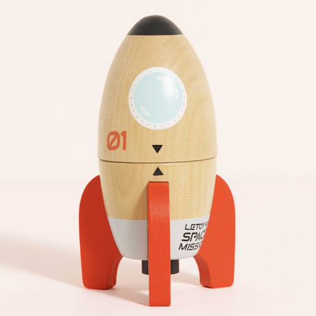 Fusées magnétiques en bois fsc Beige, orange, bleu 5 - vertbaudet enfant 