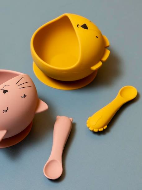 Set repas bébé Mr. Lion jaune+rose pâle+vert 3 - vertbaudet enfant 
