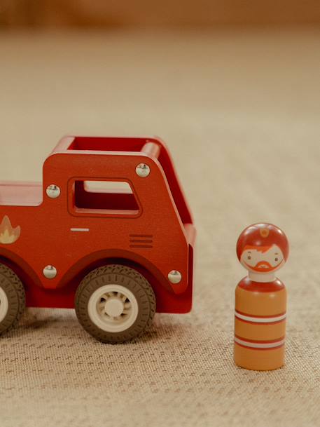 Camion pompier en bois rouge 2 - vertbaudet enfant 
