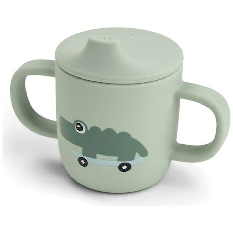 Tasse à bec à 2 anses en silicone playground vert Vert 1 - vertbaudet enfant 