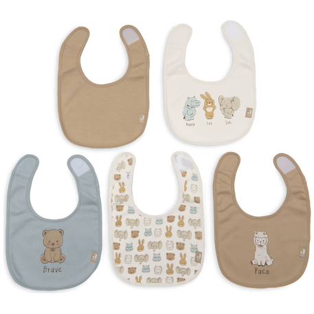 Lot de 5 bavoirs imperméables jollies Blanc, marron, bleu 2 - vertbaudet enfant 