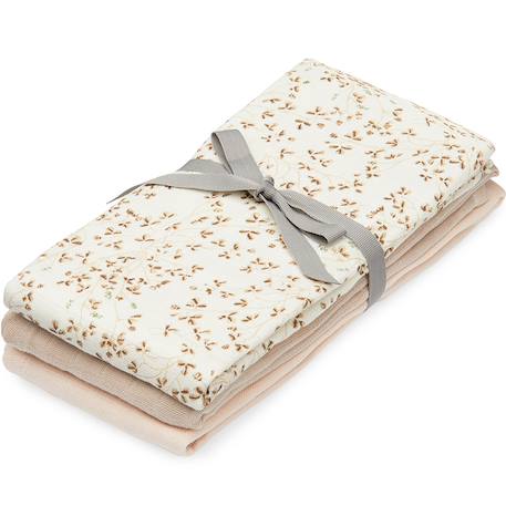 Lot de 3 langes bébé en mousseline lierre (70 x 70 cm) Blanc cassé, marron 1 - vertbaudet enfant 