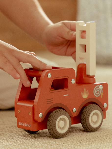 Camion pompier en bois rouge 3 - vertbaudet enfant 