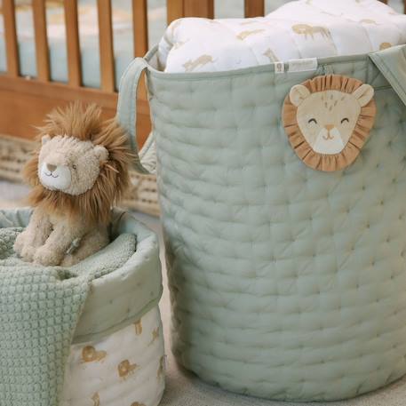 Panier de toilette rond grand safari leo Blanc, jaune, vert 3 - vertbaudet enfant 