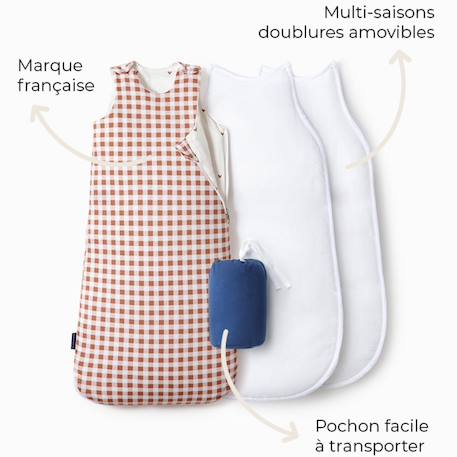 Gigoteuse 4 saisons réversible vichy tog 1 / 2 / 3 (0-6 mois) Blanc 2 - vertbaudet enfant 