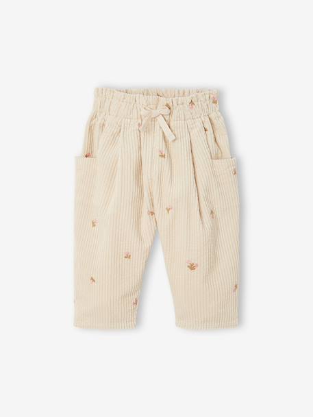 Pantalon bébé fille forme ballon vanille 1 - vertbaudet enfant 