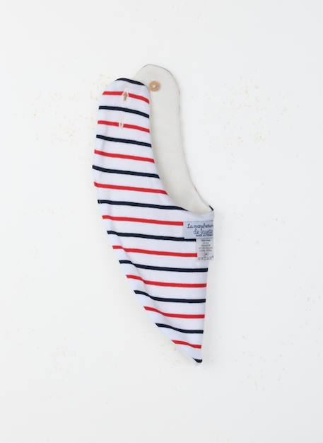 Bavoir bandana bébé Ecru / verso bleu+Ecru / verso rayé rouge et bleu+Ecru / verso rayé vert+Fuchsia/ecru verso ecru+Vert/ecru verso ecru 6 - vertbaudet enfant 
