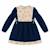Robe hiver fille en velours bleu marine, fleurie rose | margot Bleu marine beige 5 - vertbaudet enfant 