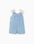 Combishort en jean avec bretelles à motif floral Bleu 1 - vertbaudet enfant 