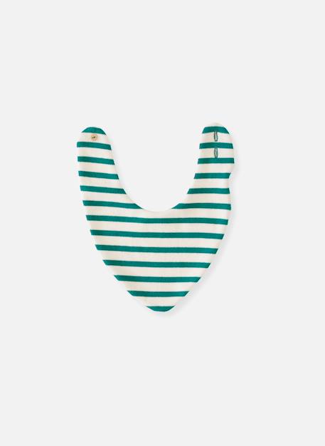Bavoir bandana bébé Ecru / verso bleu+Ecru / verso rayé rouge et bleu+Ecru / verso rayé vert+Fuchsia/ecru verso ecru+Vert/ecru verso ecru 12 - vertbaudet enfant 