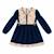 Robe hiver fille en velours bleu marine, fleurie rose | margot Bleu marine beige 3 - vertbaudet enfant 