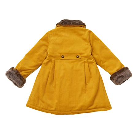 Manteau fille en velours jaune à col fausse fourrure | anoushka Jaune 5 - vertbaudet enfant 