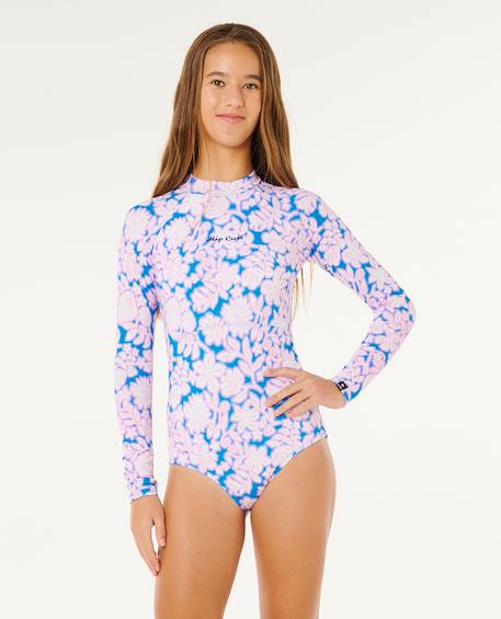 Maillot une pièce manches longues sunshine upf fille Bleu électrique 1 - vertbaudet enfant 