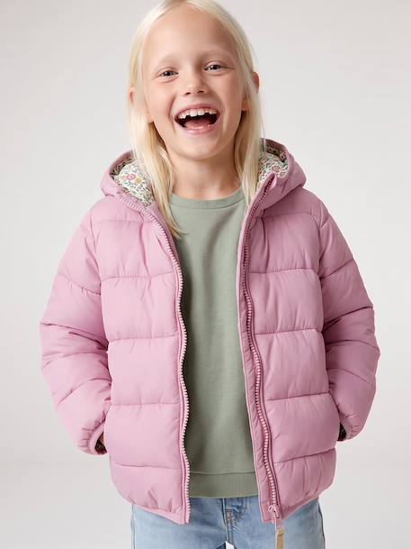 Doudoune fille légère à capuche lilas+marine+prune+rose+vert de gris 1 - vertbaudet enfant 
