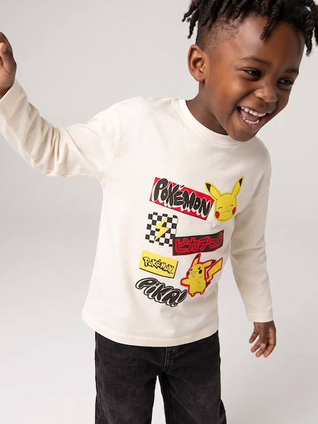 T-shirt manches longues Pokemon garçon écru 2 - vertbaudet enfant 