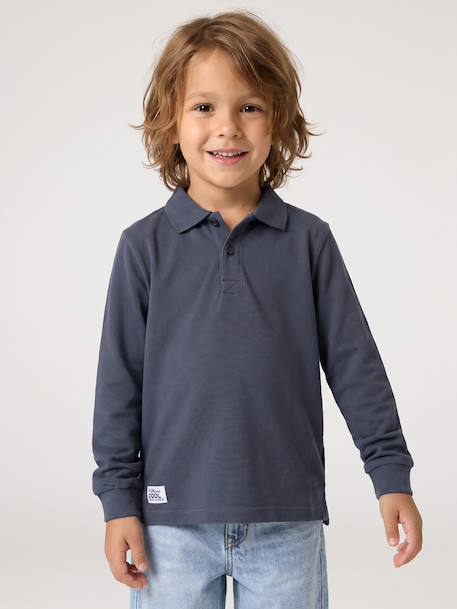 Polo manches longues garçon bleu ardoise 1 - vertbaudet enfant 
