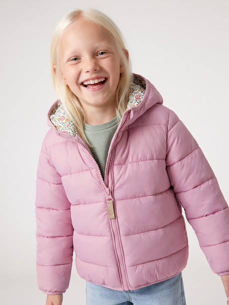 Doudoune fille légère à capuche lilas+marine+prune+rose+vert de gris 2 - vertbaudet enfant 