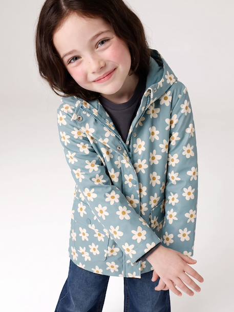 Ciré fille à capuche imprimé marine+multicolore+vanille+vert 24 - vertbaudet enfant 