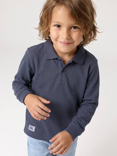 Polo manches longues garçon bleu ardoise 2 - vertbaudet enfant 