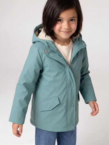 Ciré fille à capuche doublé sherpa anthracite+indigo+mauve+multicolore+vert 27 - vertbaudet enfant 