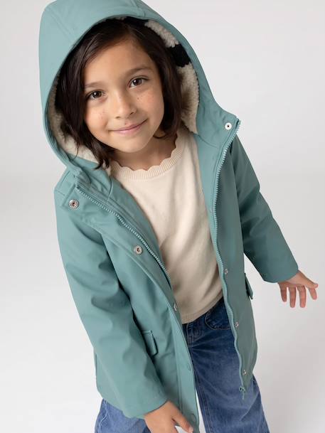 Ciré fille à capuche doublé sherpa anthracite+indigo+mauve+multicolore+vert 28 - vertbaudet enfant 