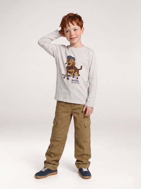 T-shirt manches longues garçon blanc chiné+bordeaux+gris ardoise 6 - vertbaudet enfant 