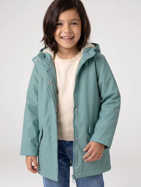 Ciré fille à capuche doublé sherpa anthracite+indigo+mauve+multicolore+vert 26 - vertbaudet enfant 