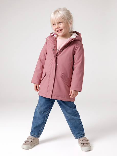 Ciré fille à capuche doublé sherpa anthracite+indigo+mauve+multicolore+vert 14 - vertbaudet enfant 