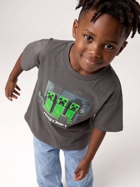 T shirt manches courtes Minecraft garçon gris souris 1 - vertbaudet enfant 