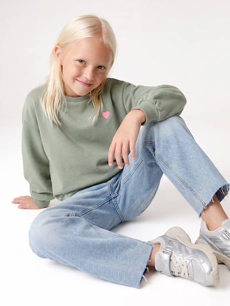 Sweat fille motif imprimé anthracite+corail+sauge+vanille+violine 12 - vertbaudet enfant 